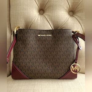 Michael Kors Small Nicole Crossbody bag brown burgundy